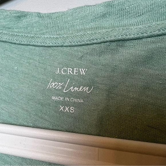 J Crew Women’s Linen V-neck T-Shirt M Slub Knit Short Sleeve Shirt - Teal - Picture 3 of 4